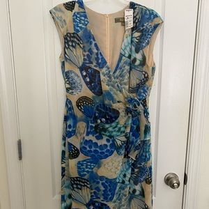 Melonie Butterfly Print Faux Wrap Dress